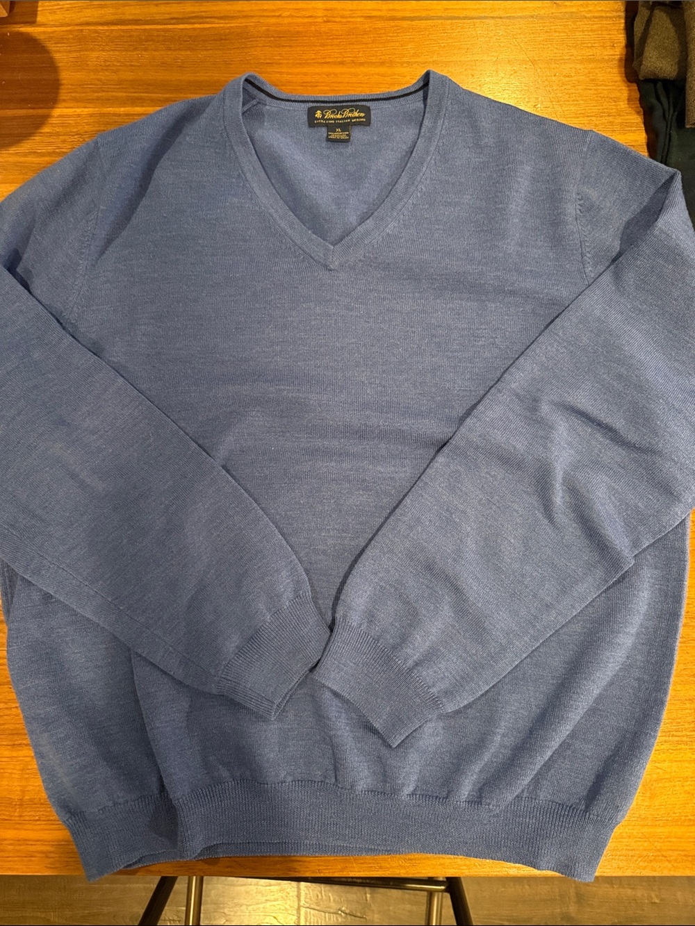 Brooks Brothers light blue V-neck sweater- italian merino sz xl